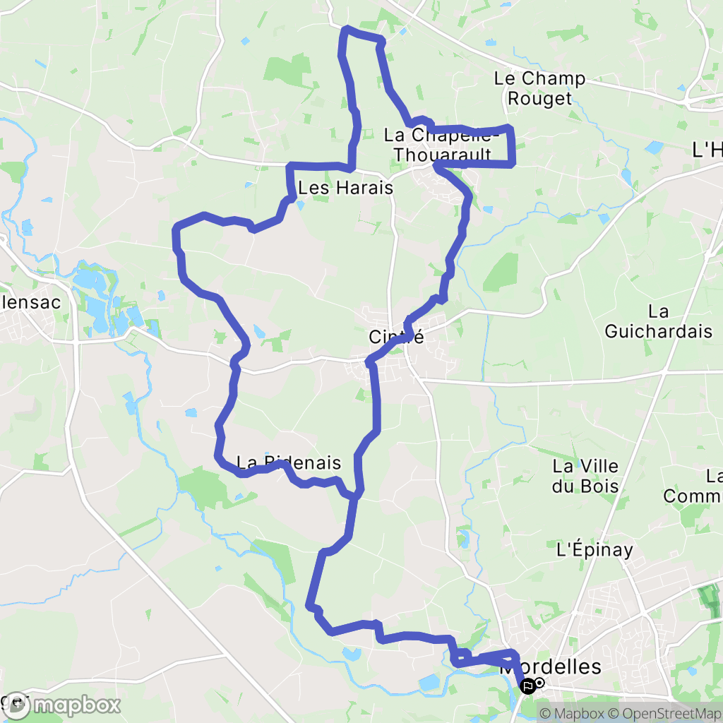 Mordelles : carte du parcours de randonnée - France