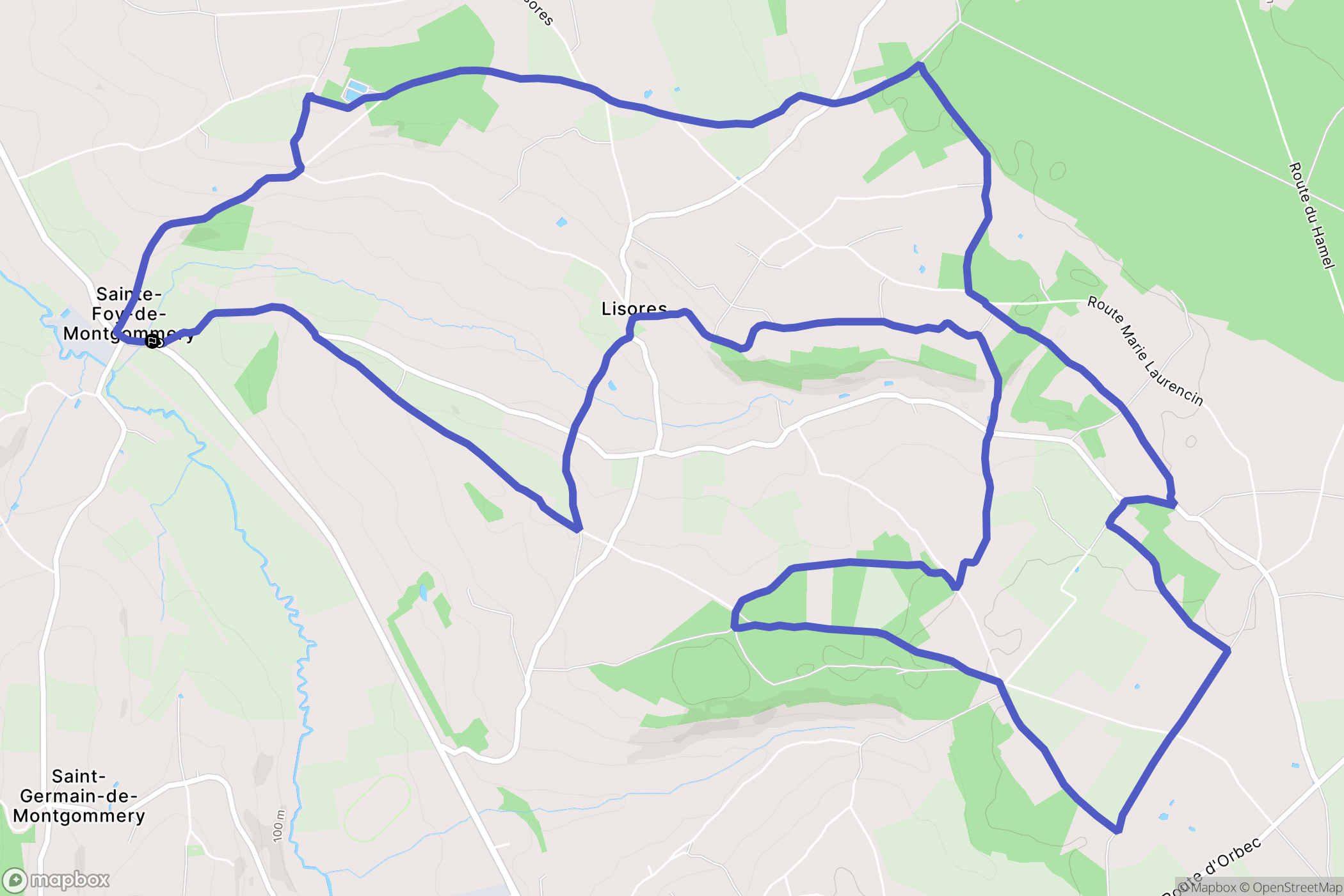 Val-de-Vie (Sainte-Foy-de-Montgommery) : carte du parcours de randonnée - France