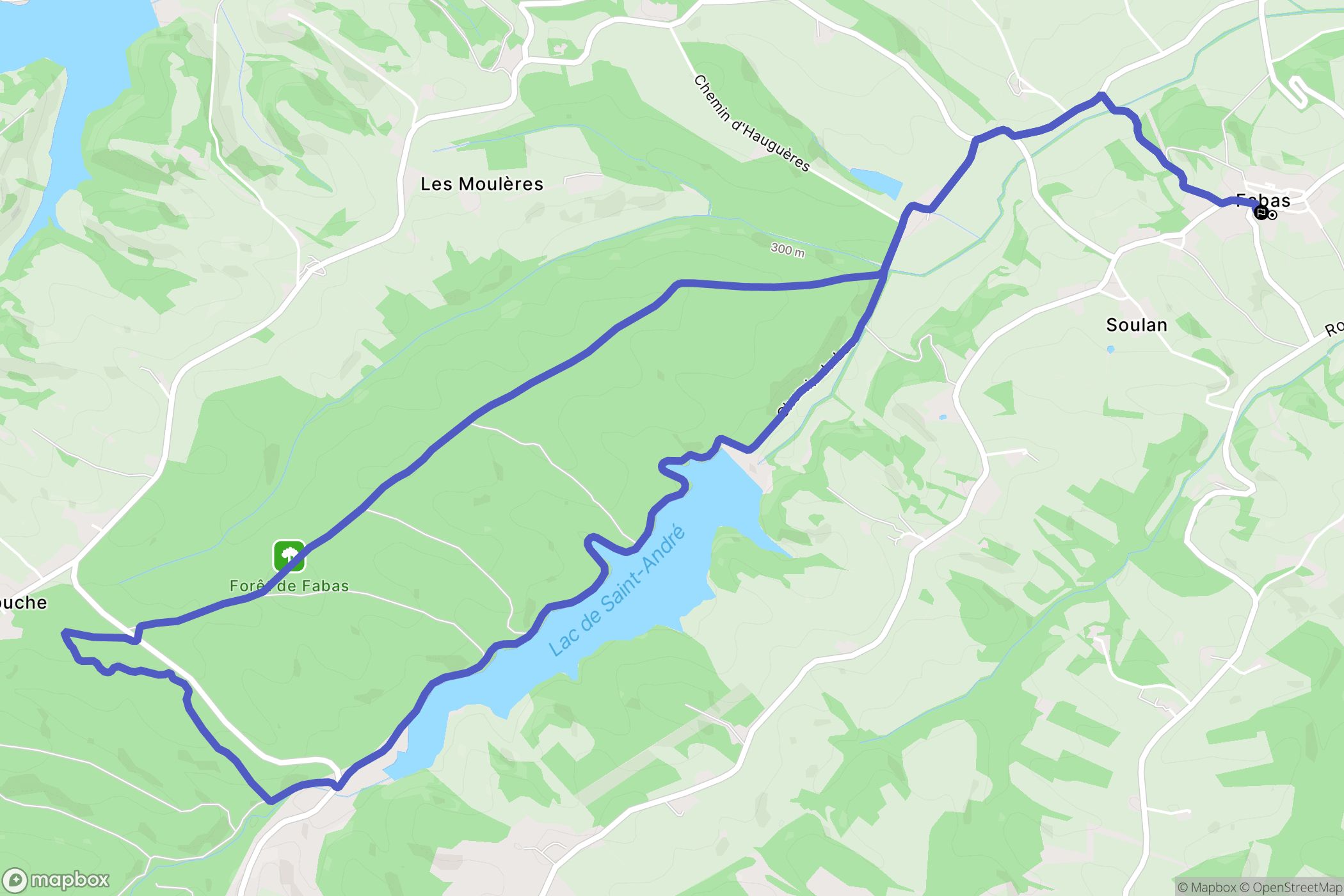 Fabas : carte du parcours de randonnée - France