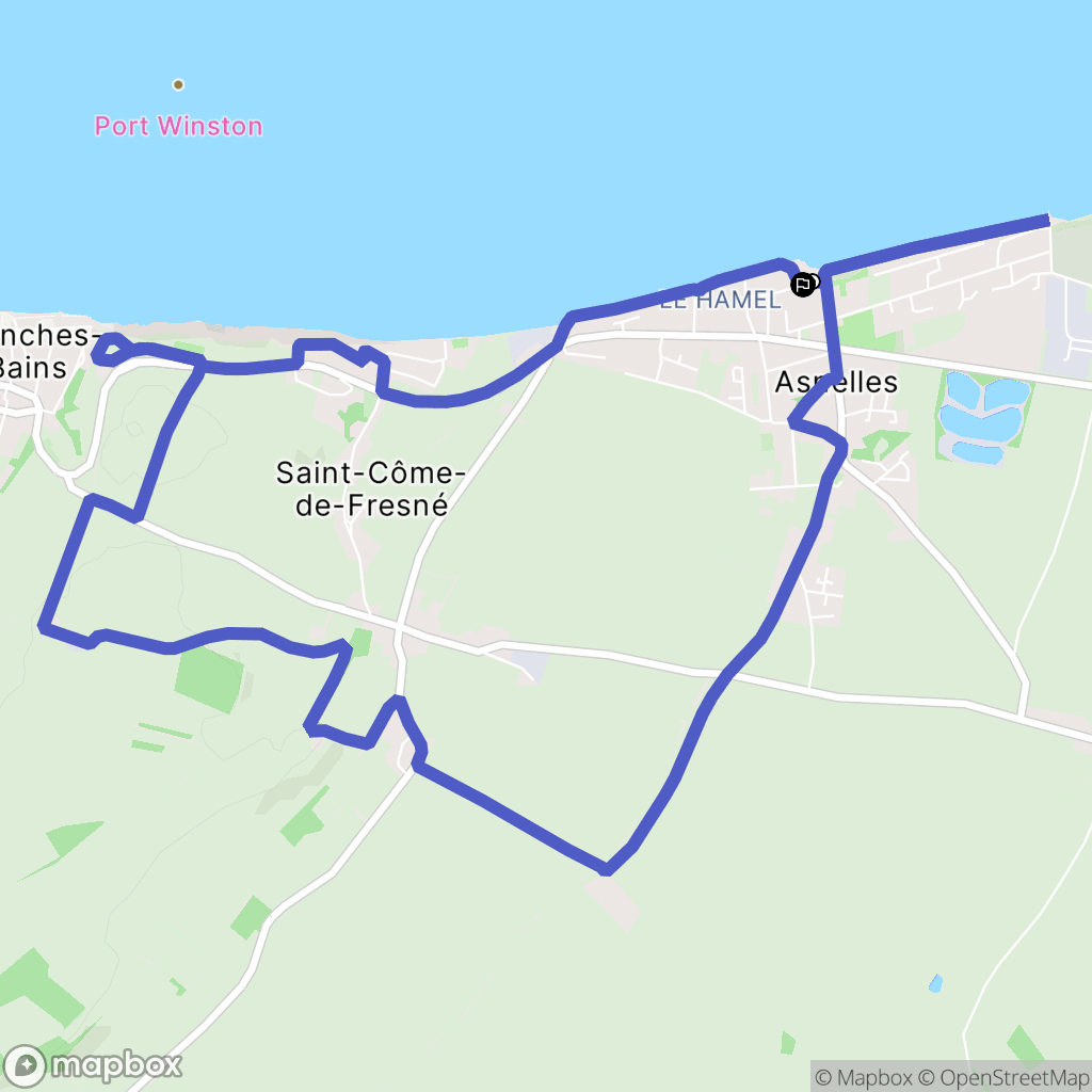 Arromanches-les-Bains : carte du parcours de randonnée - France