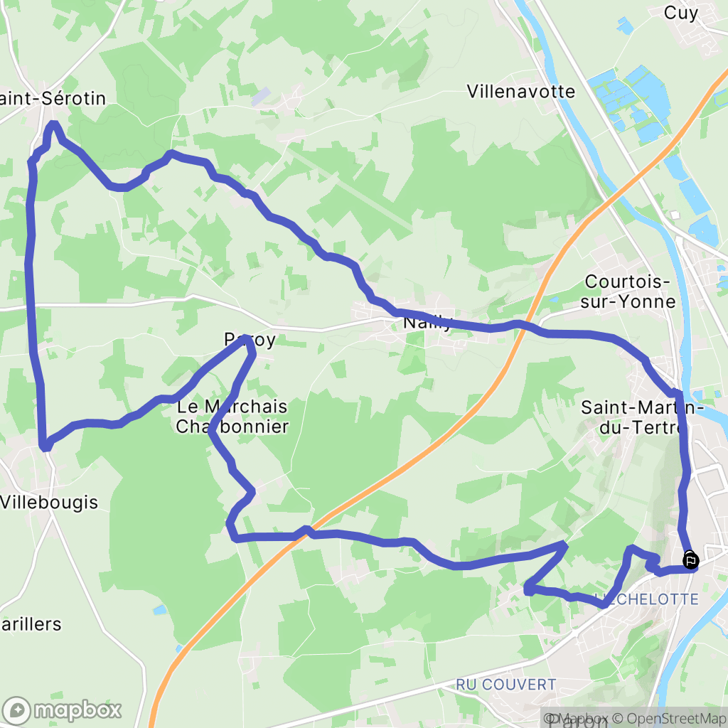 Sens : carte du parcours de randonnée - France