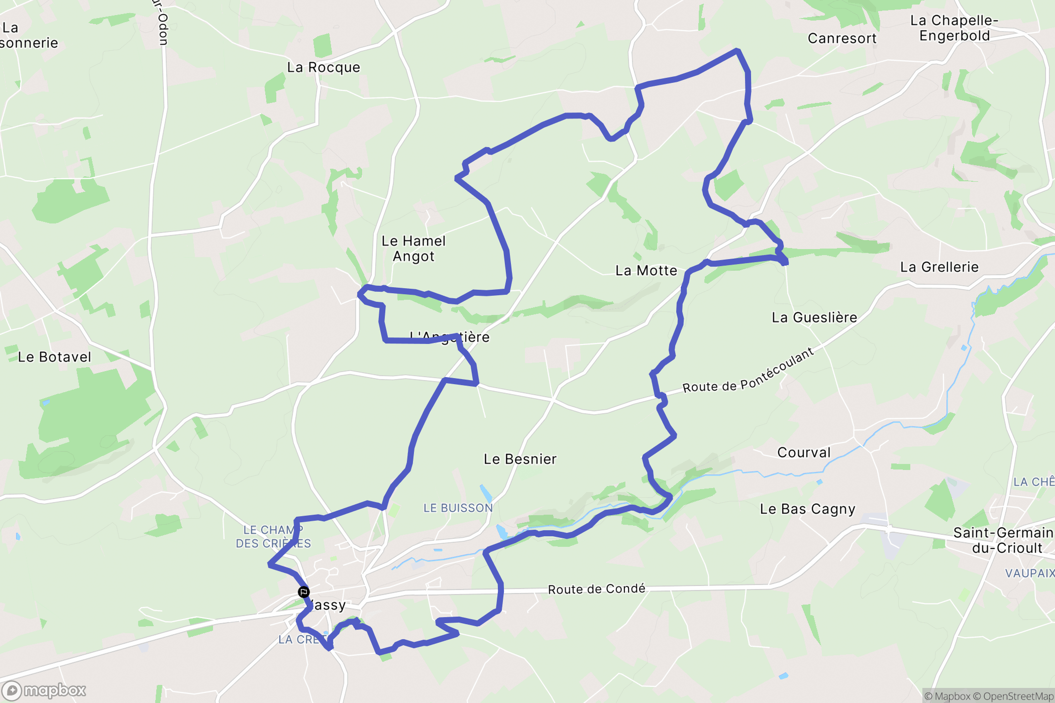 Vassy : carte du parcours de randonnée - France