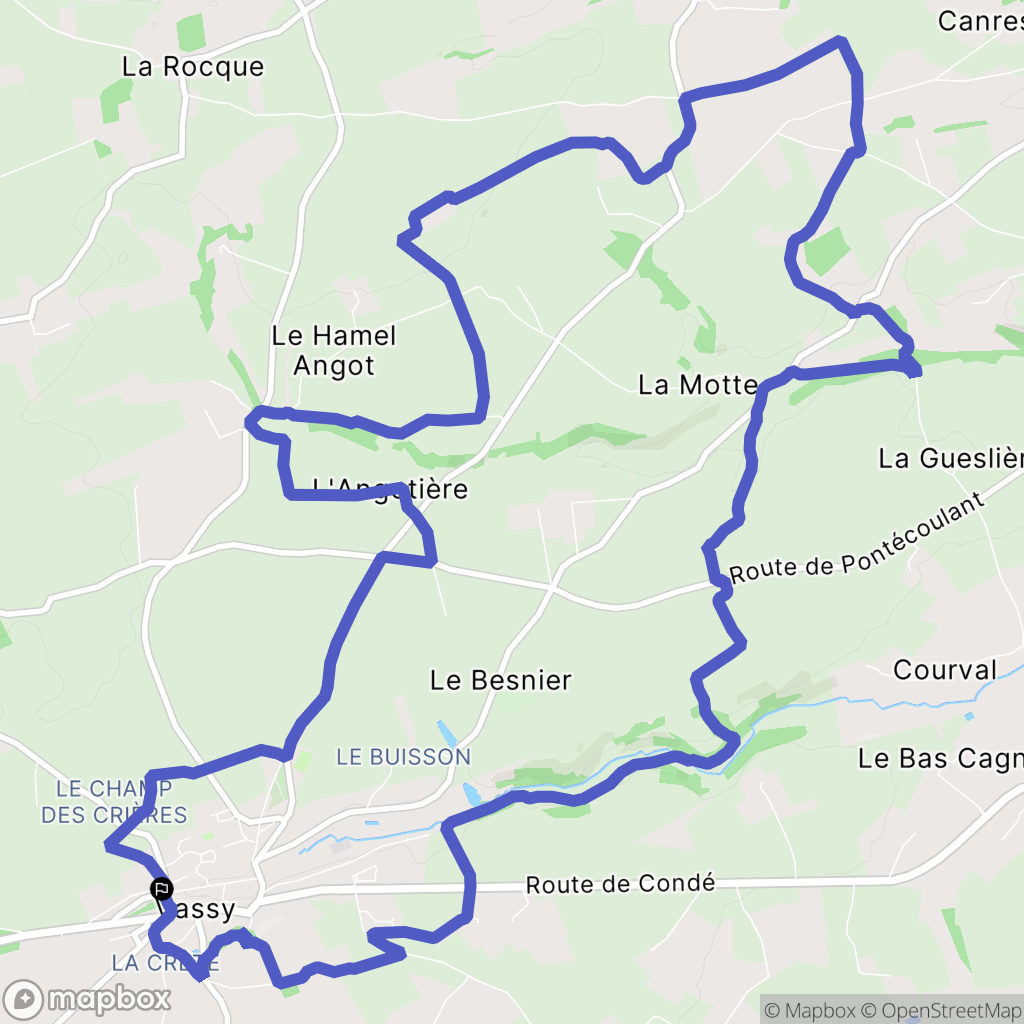 Vassy : carte du parcours de randonnée - France