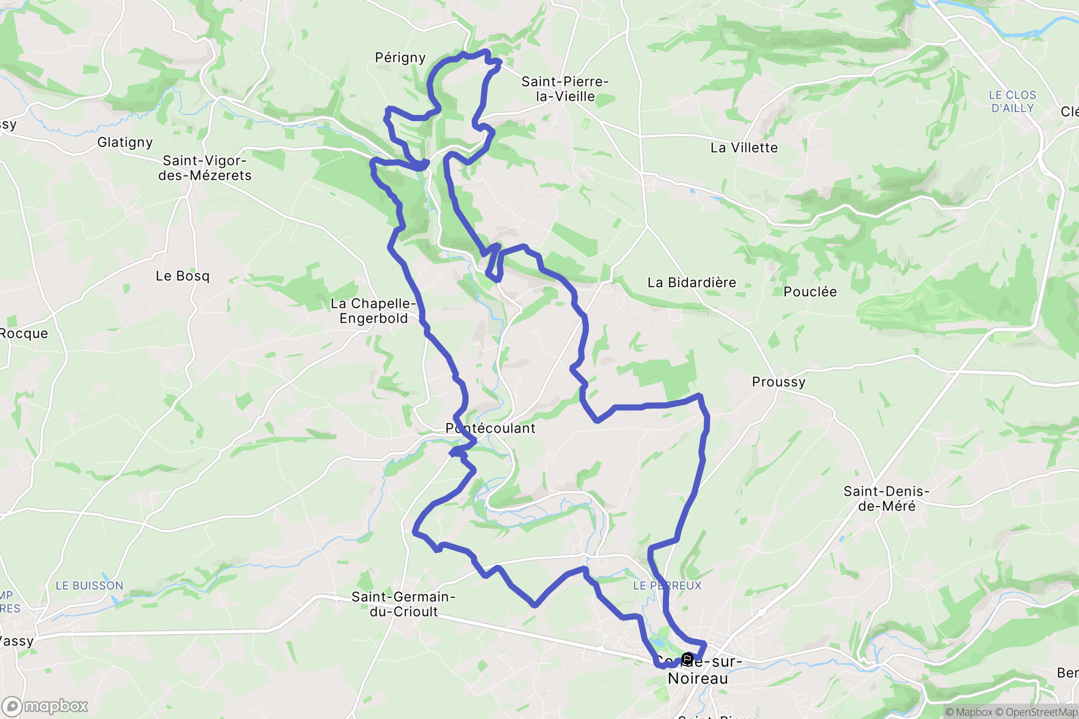 Condé-sur-Noireau : carte du parcours de randonnée - France