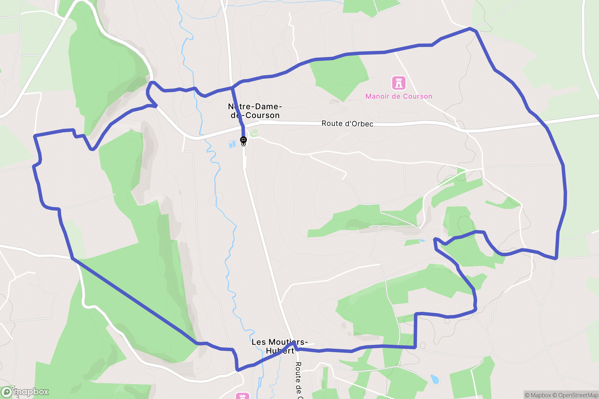 Livarot-Pays-d'Auge (Notre-Dame-de-Courson) : carte du parcours de randonnée - France