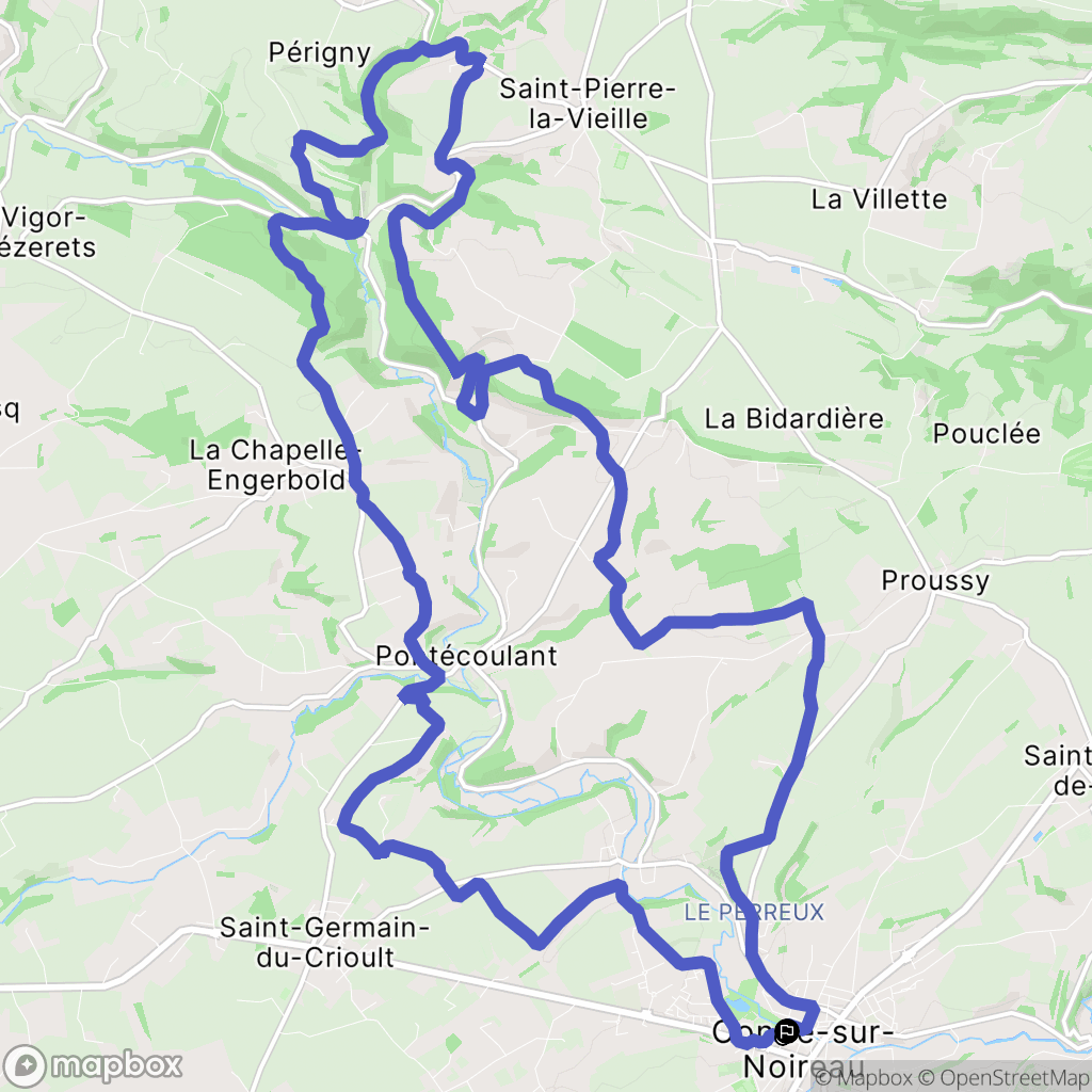 Condé-sur-Noireau : carte du parcours de randonnée - France