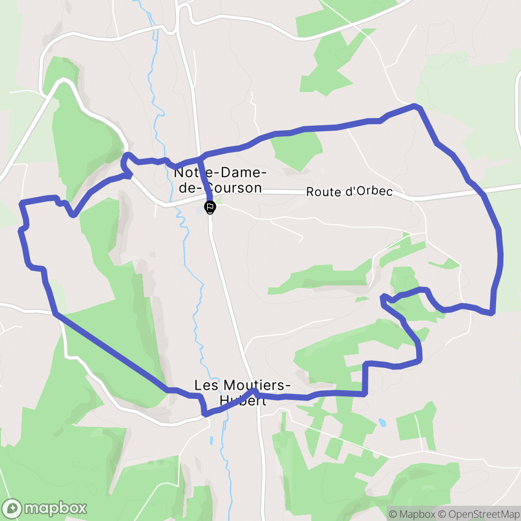 Livarot-Pays-d'Auge (Notre-Dame-de-Courson) : carte du parcours de randonnée - France