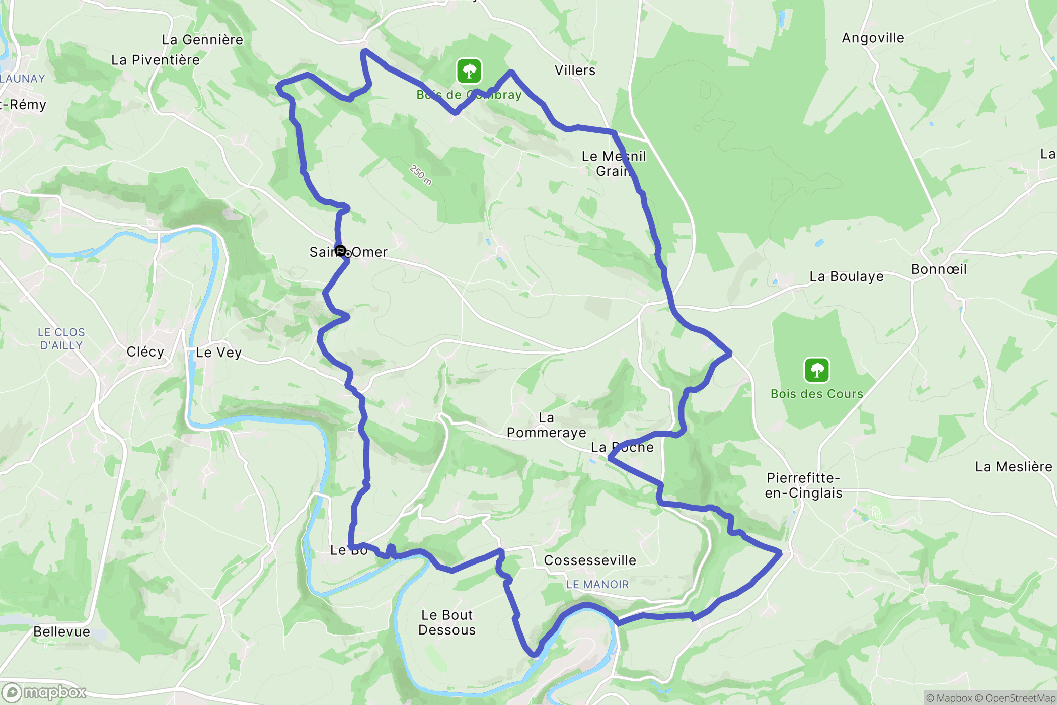 Saint Omer : carte du parcours de randonnée - France