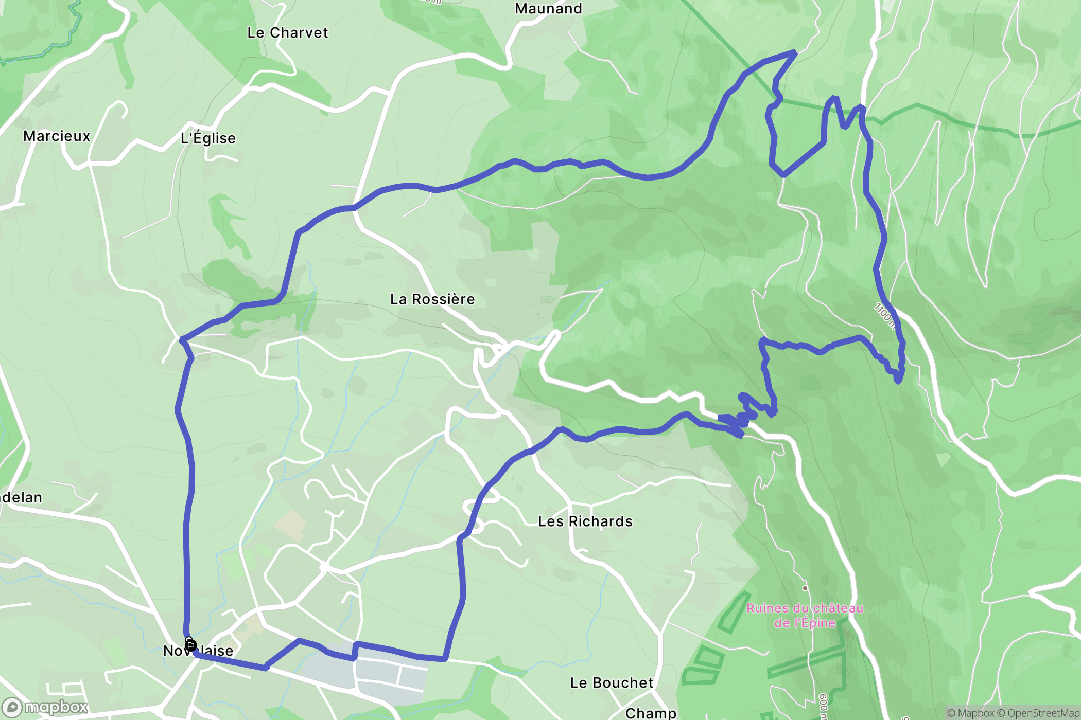 Novalaise : carte du parcours de randonnée - France