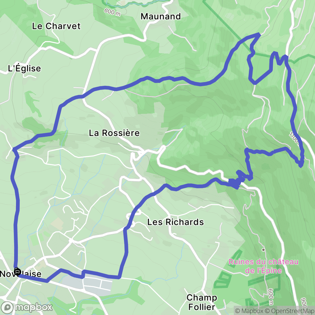 Novalaise : carte du parcours de randonnée - France