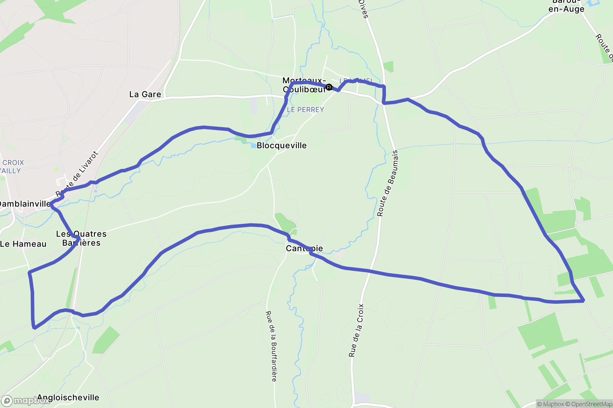 Morteaux-Coulibœuf : carte du parcours de randonnée - France