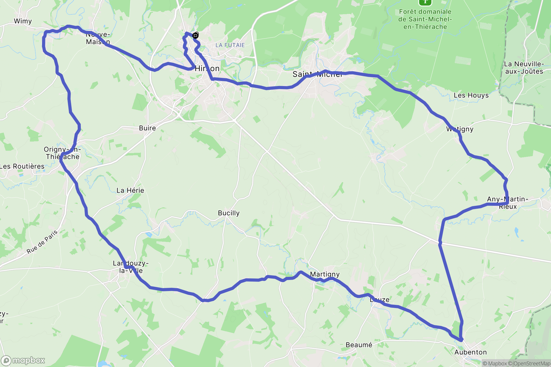Hirson : carte du parcours de randonnée - France
