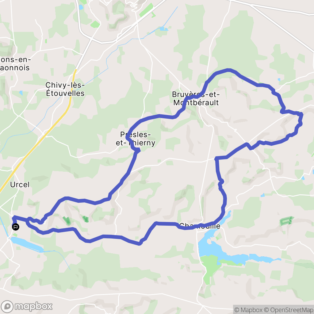 Monampteuil : carte du parcours de randonnée - France
