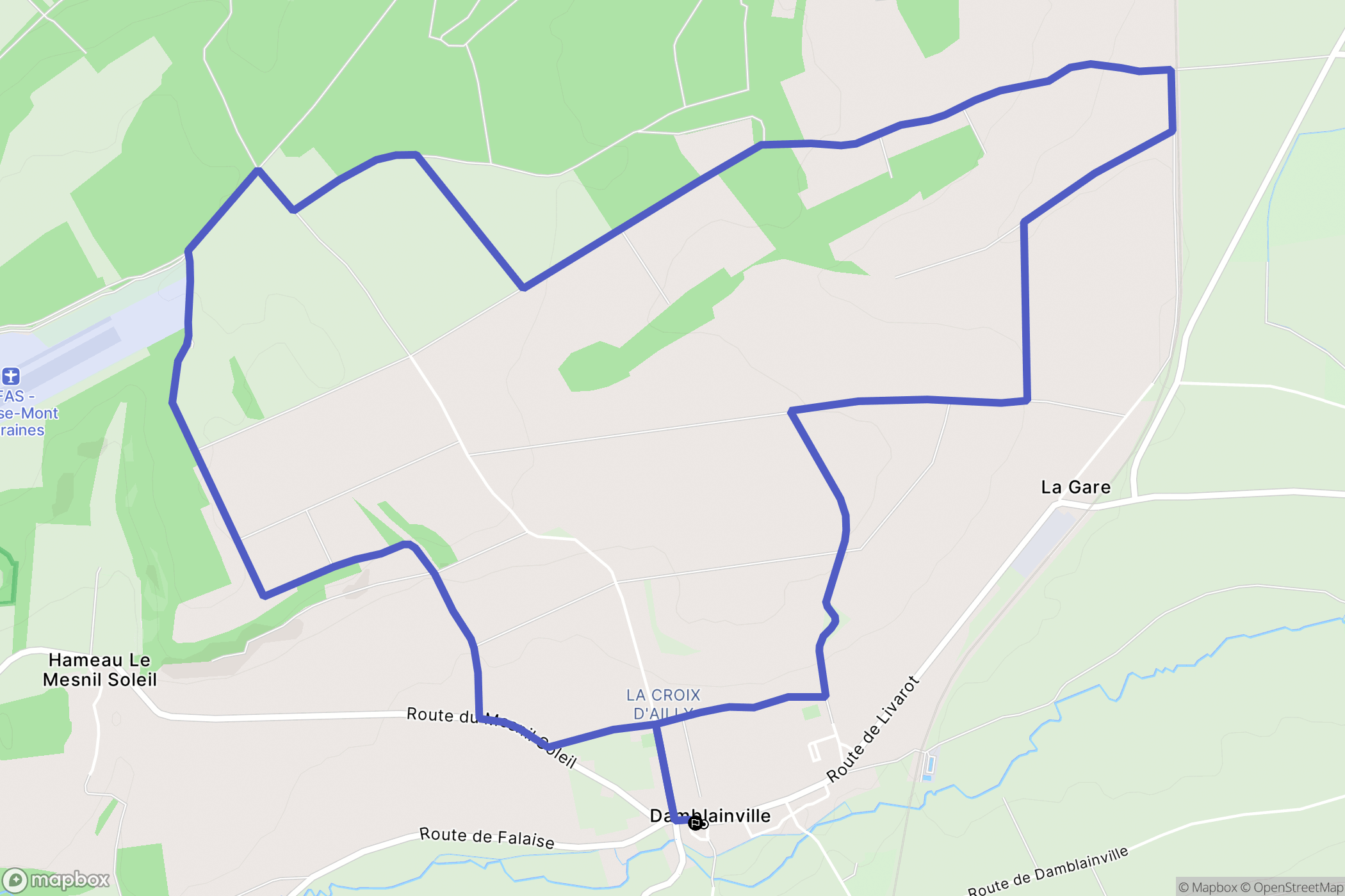 Damblainville : carte du parcours de randonnée - France