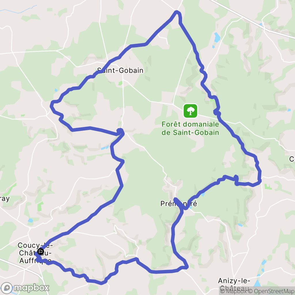 Coucy-le-Château-Auffrique : carte du parcours de randonnée - France