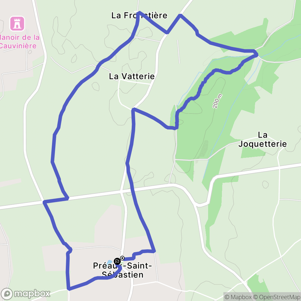 Préaux-Saint-Sébastien : carte du parcours de randonnée - France