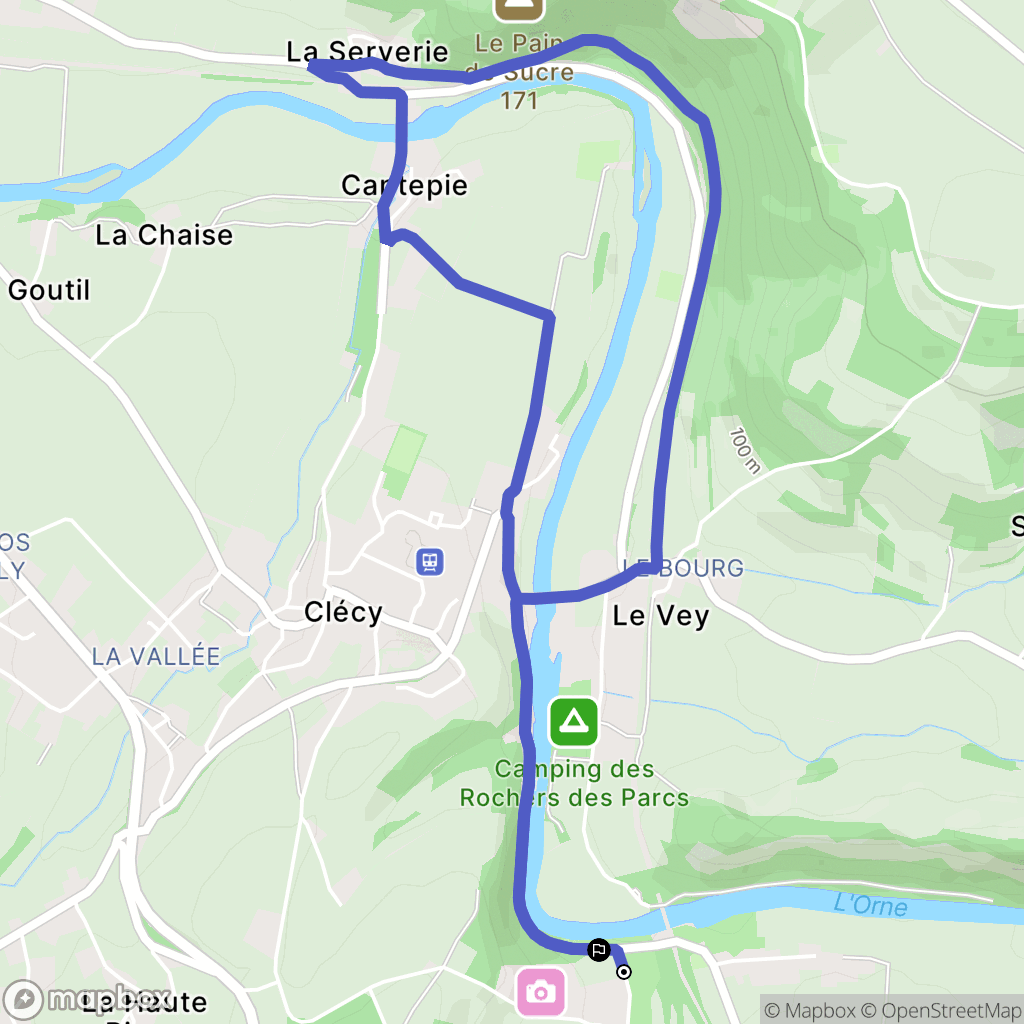 Clécy : carte du parcours de randonnée - France
