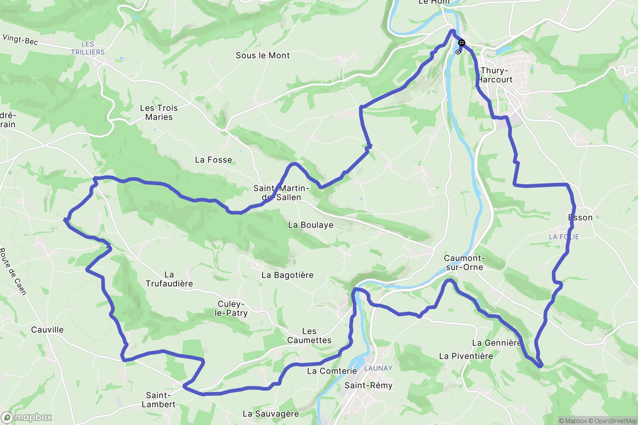 Thury-Harcourt : carte du parcours de randonnée - France
