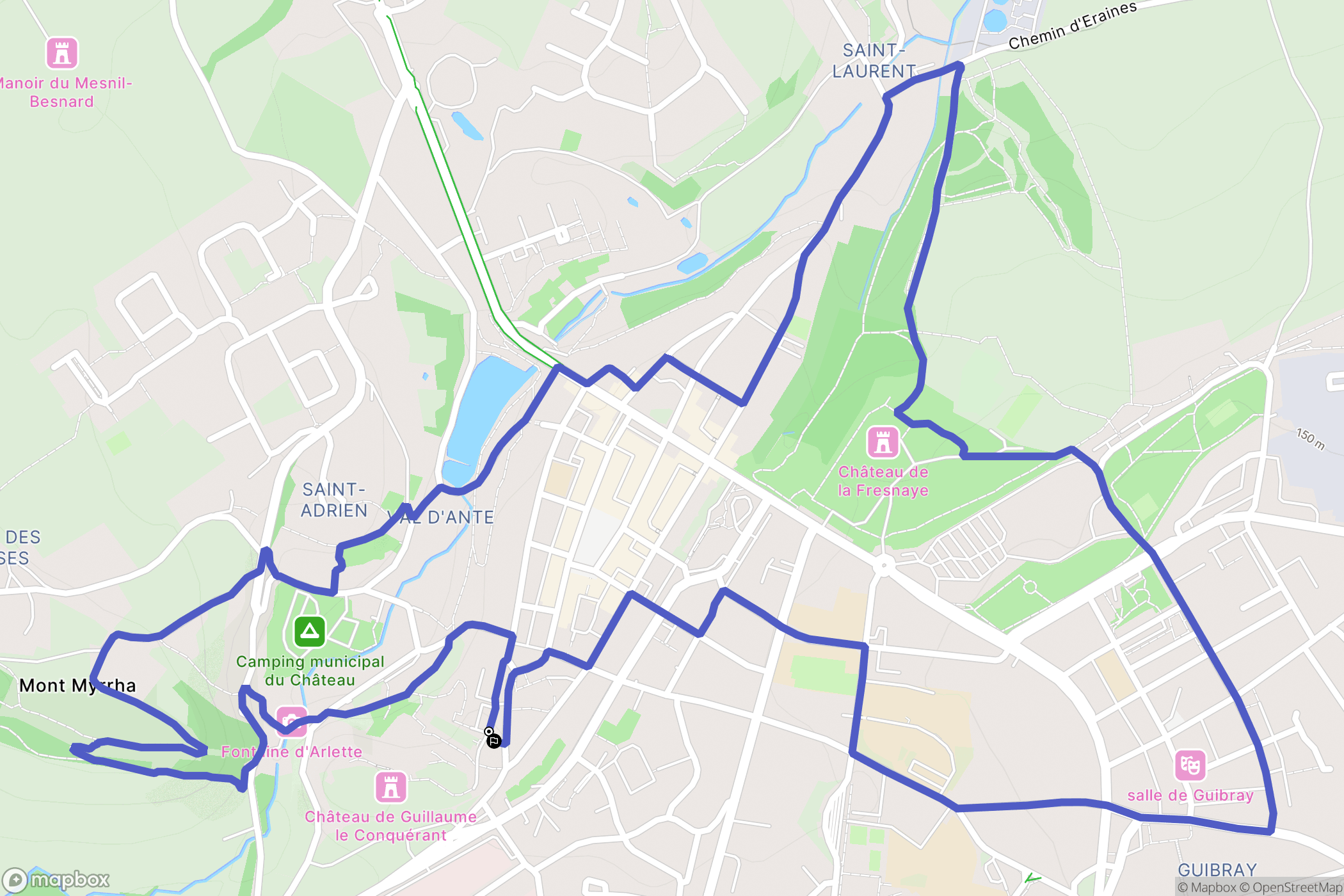 Falaise : carte du parcours de randonnée - France