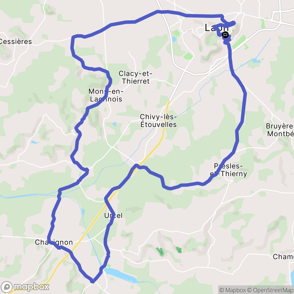 Laon : carte du parcours de randonnée - France