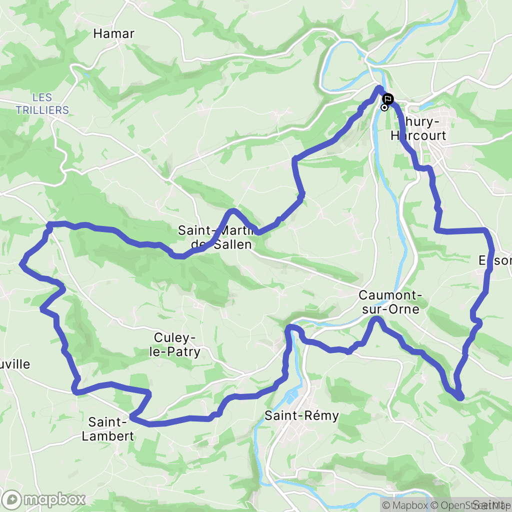 Thury-Harcourt : carte du parcours de randonnée - France