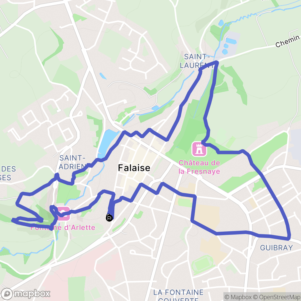 Falaise : carte du parcours de randonnée - France