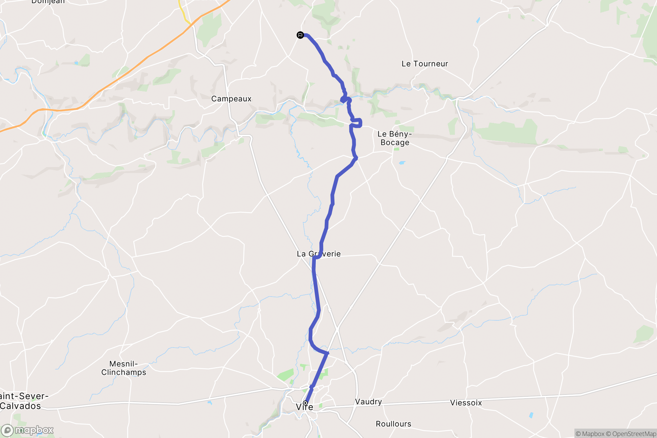 Vire : carte du parcours de randonnée - France