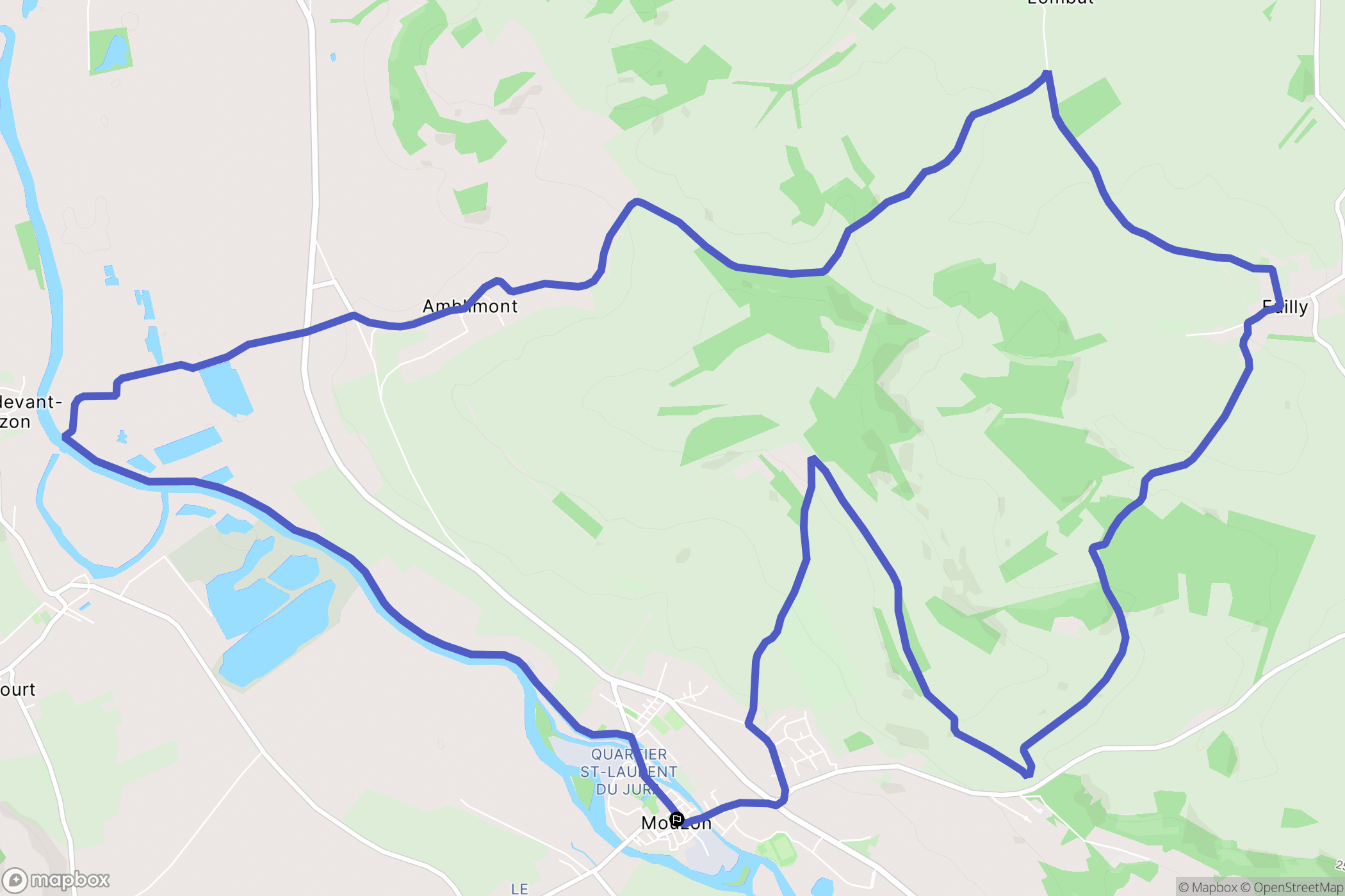 Mouzon : carte du parcours de randonnée - France