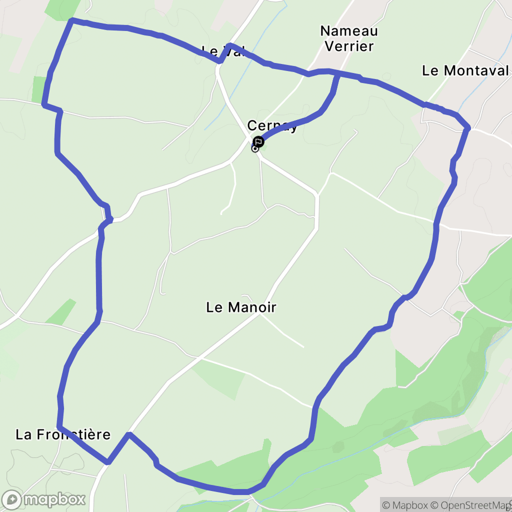 Cernay : carte du parcours de randonnée - France