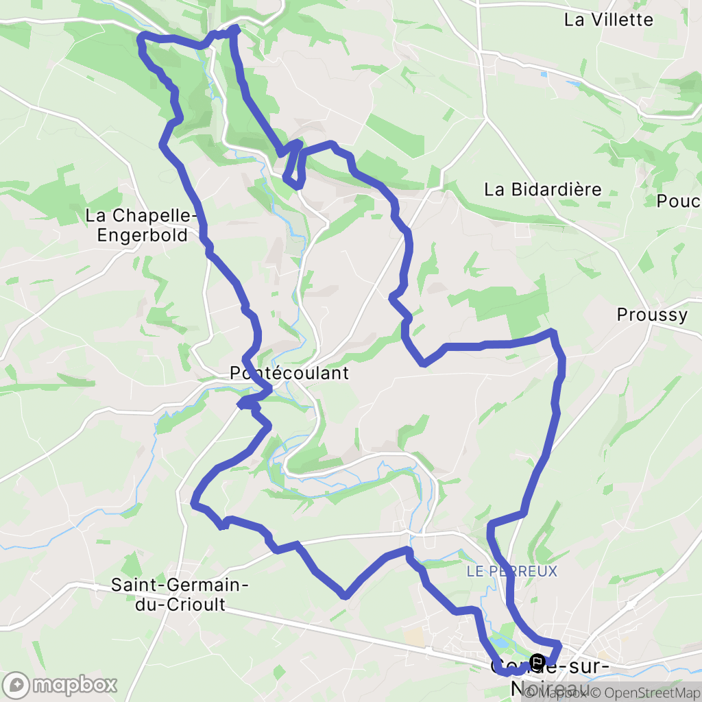 Condé sur Noireau : carte du parcours de randonnée - France