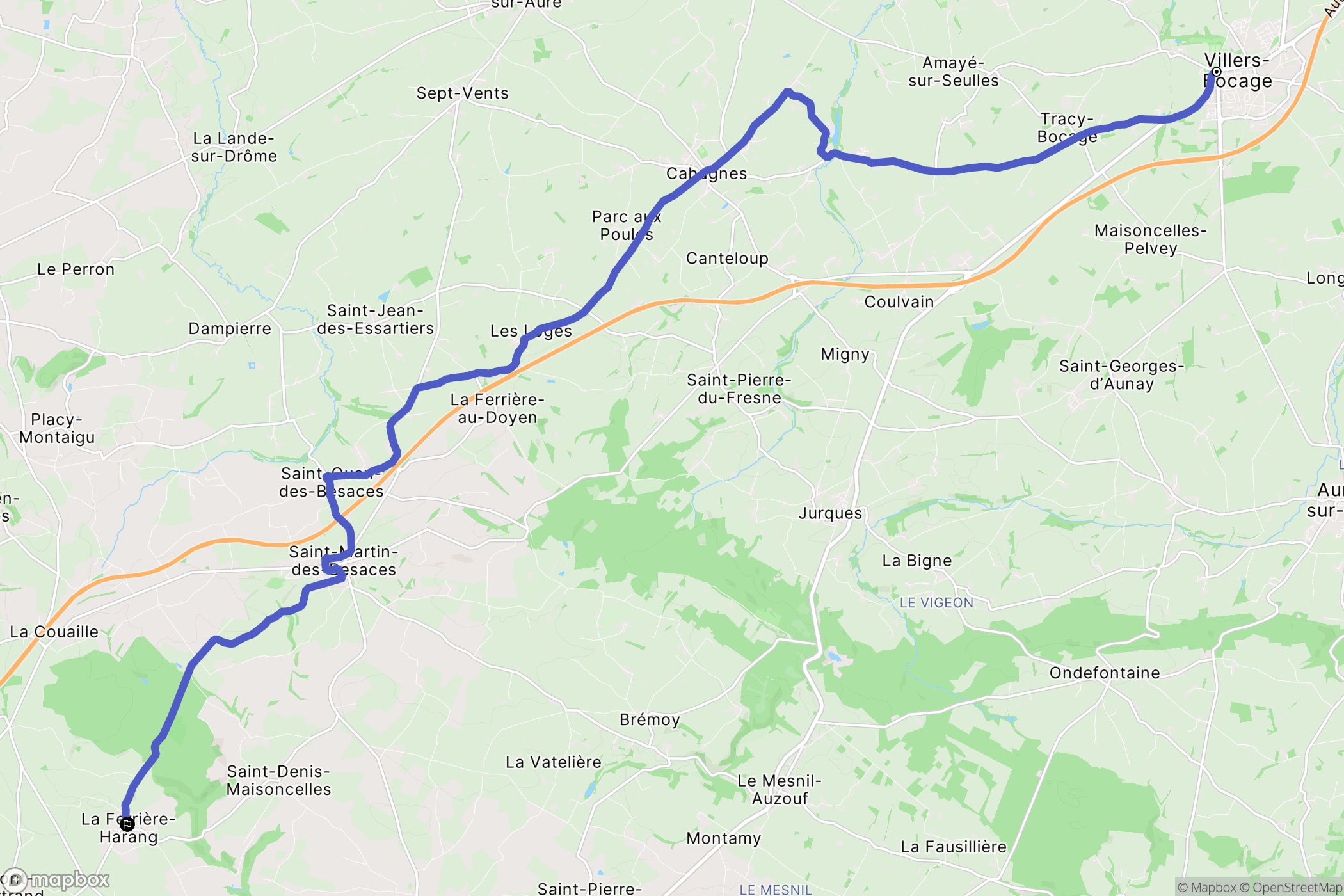 Villers-Bocage : carte du parcours de randonnée - France