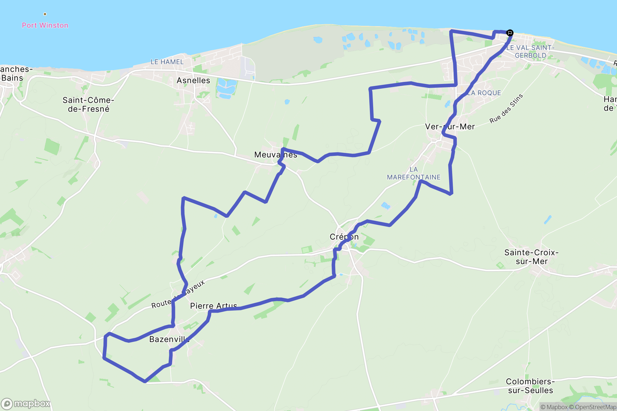 Ver-sur-Mer : carte du parcours de randonnée - France