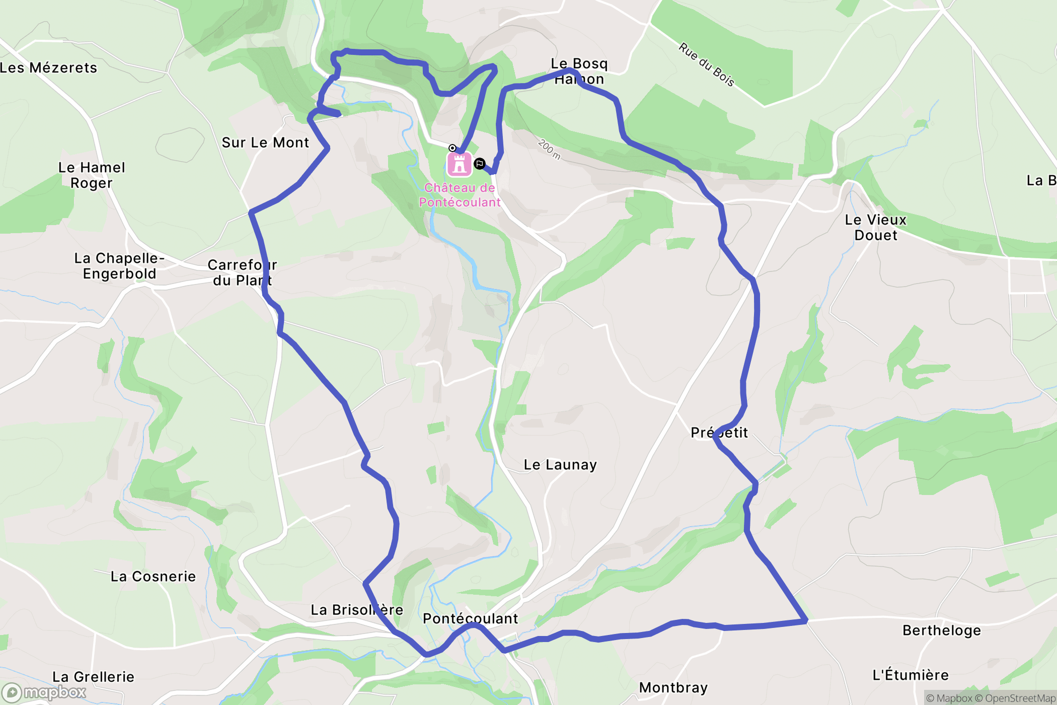 Pontécoulant : carte du parcours de randonnée - France