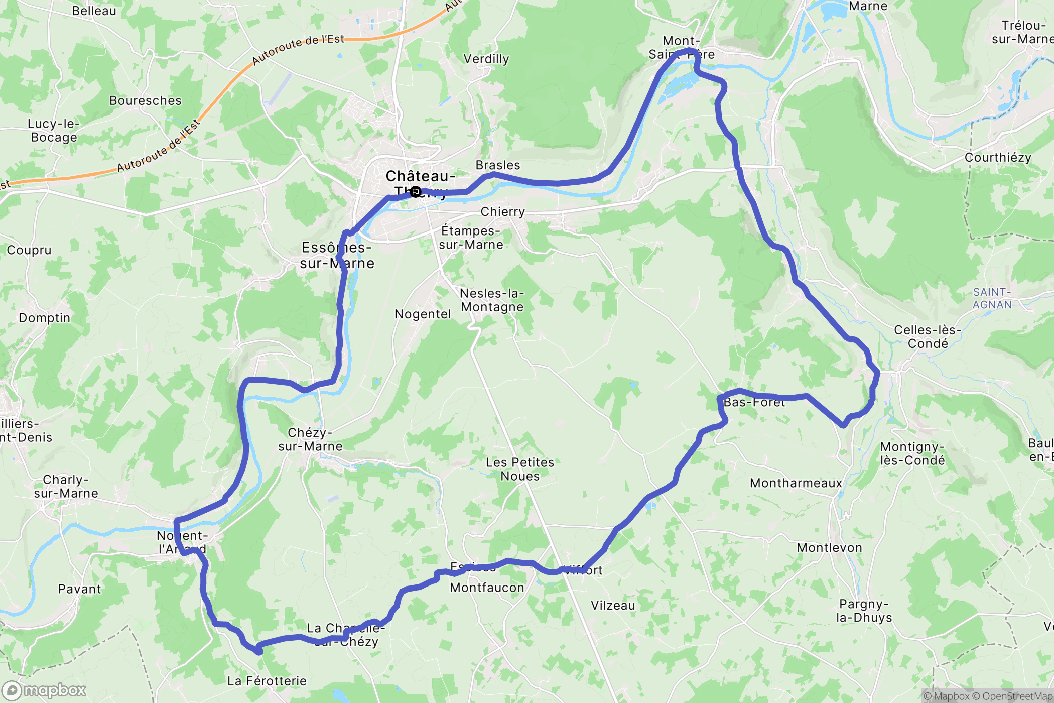 Château-Thierry : carte du parcours de randonnée - France