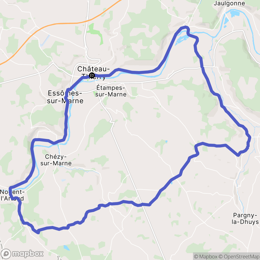 Château-Thierry : carte du parcours de randonnée - France