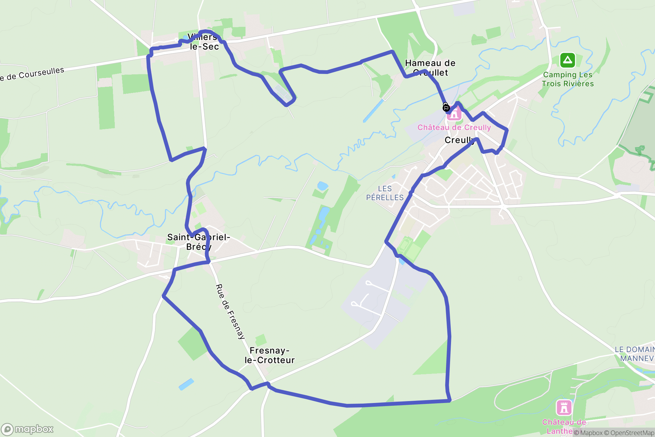 Creully-sur-Seulles : carte du parcours de randonnée - France