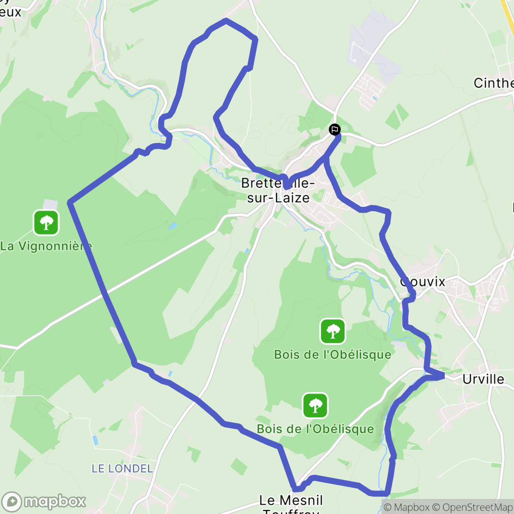 Bretteville-sur-Laize : carte du parcours de randonnée - France
