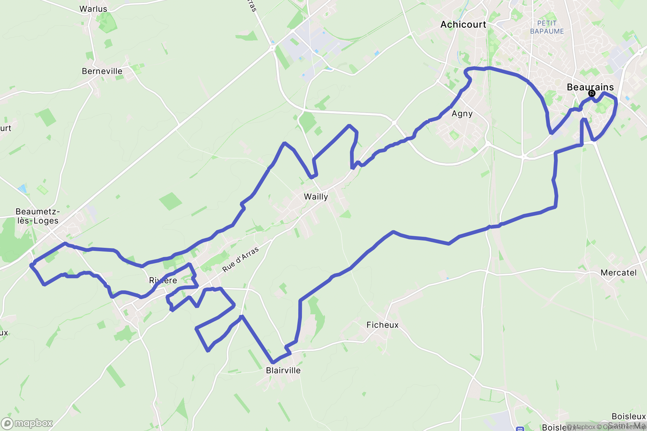 Beaurains : carte du parcours de randonnée - France