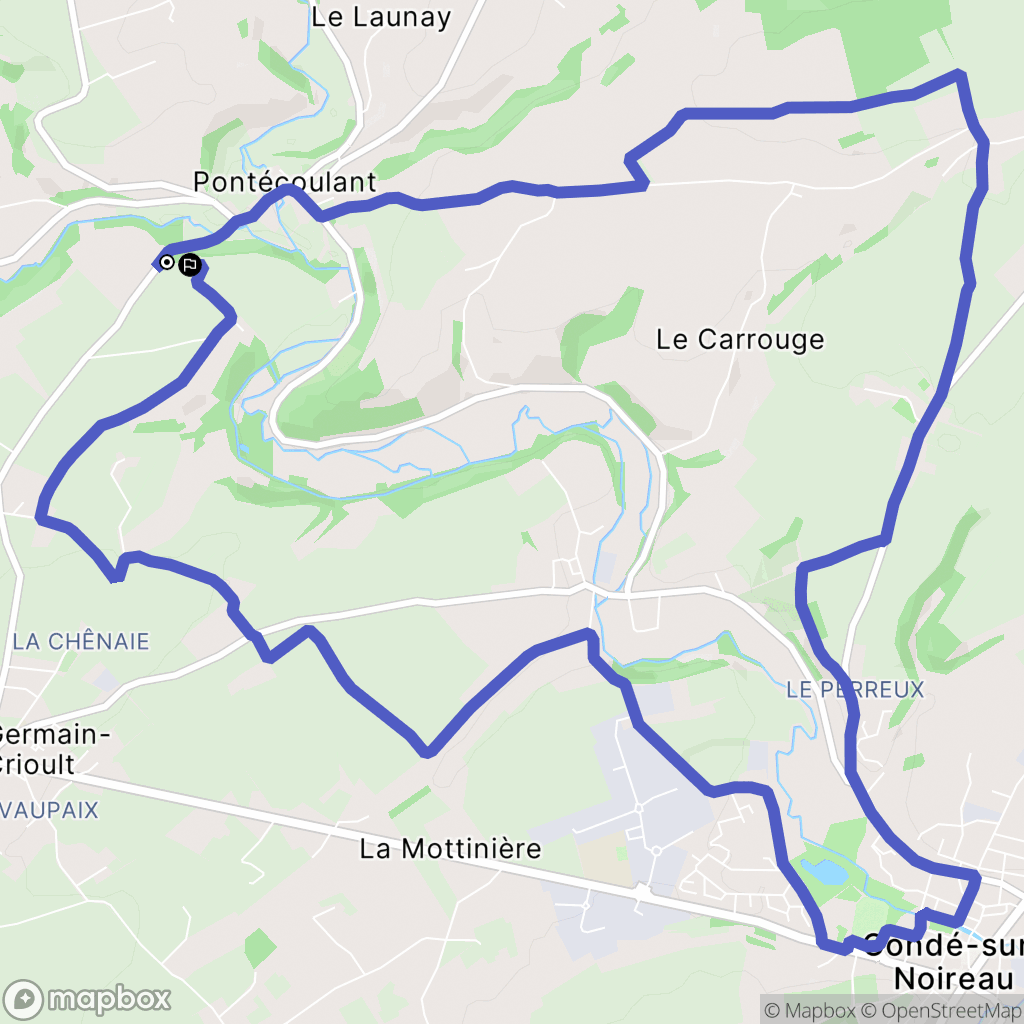 Langron, Pontécoulant : carte du parcours de randonnée - France