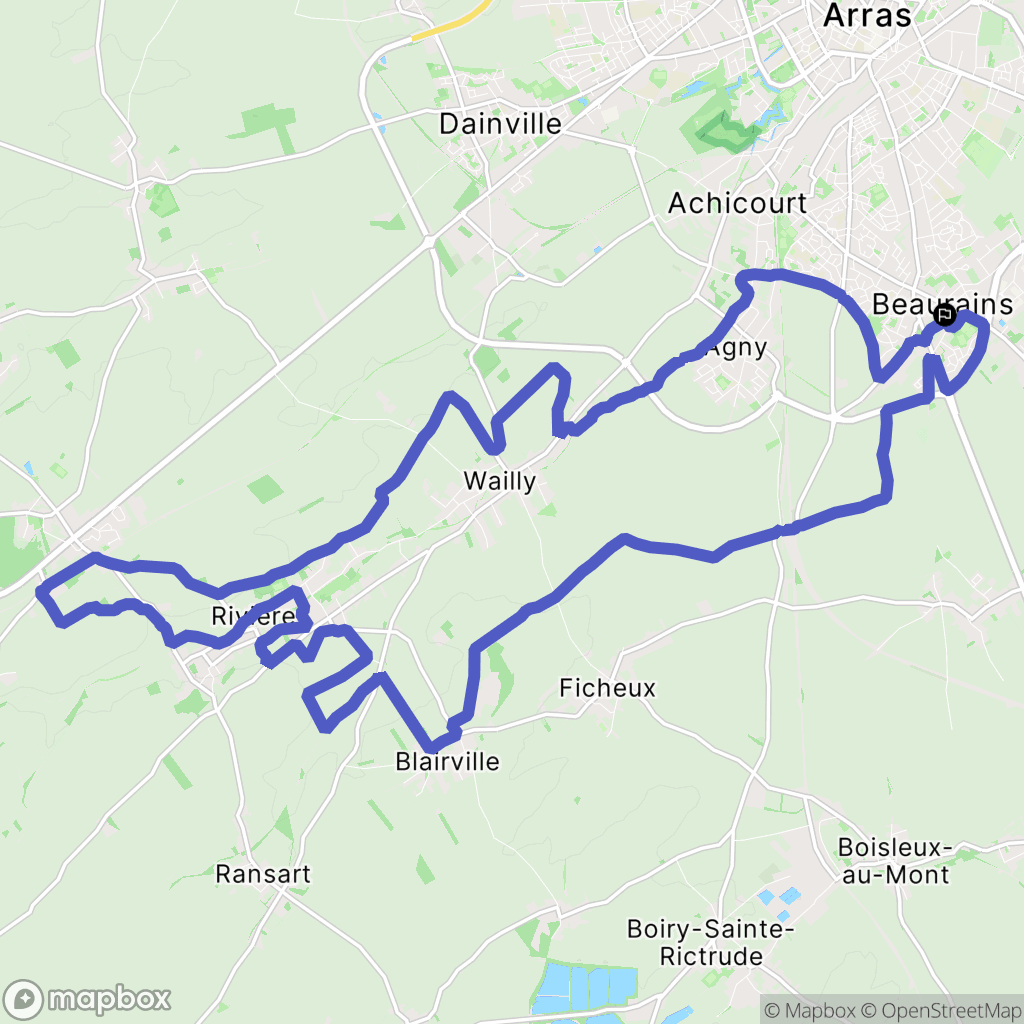 Beaurains : carte du parcours de randonnée - France