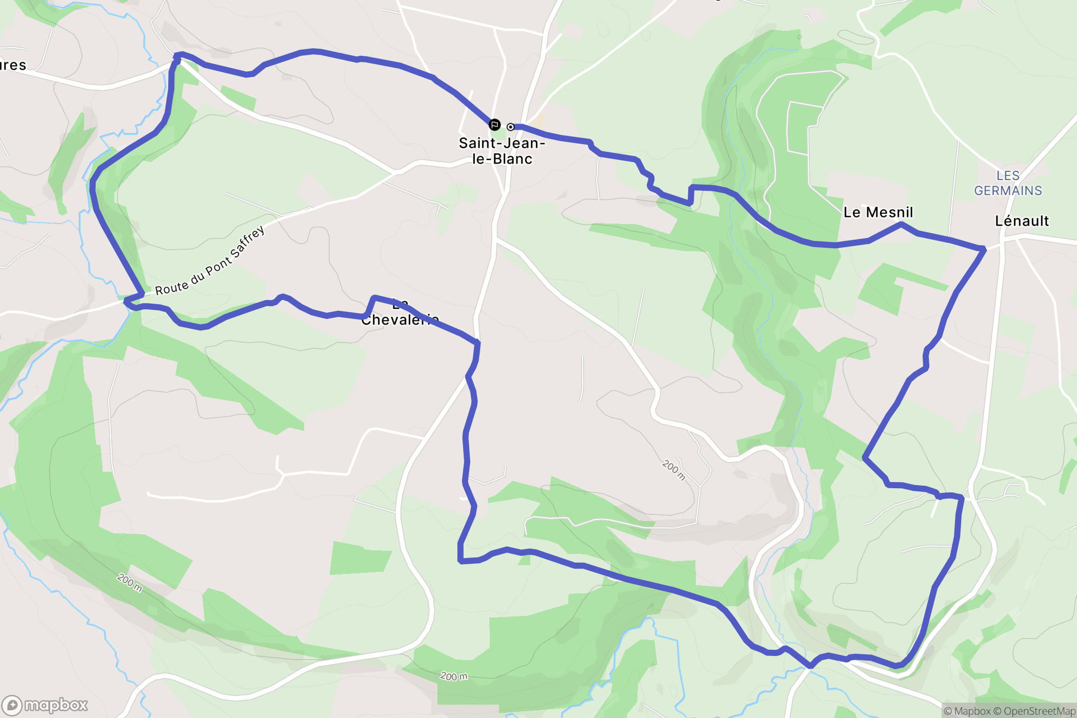 Saint-Jean-le-Blanc : carte du parcours de randonnée - France