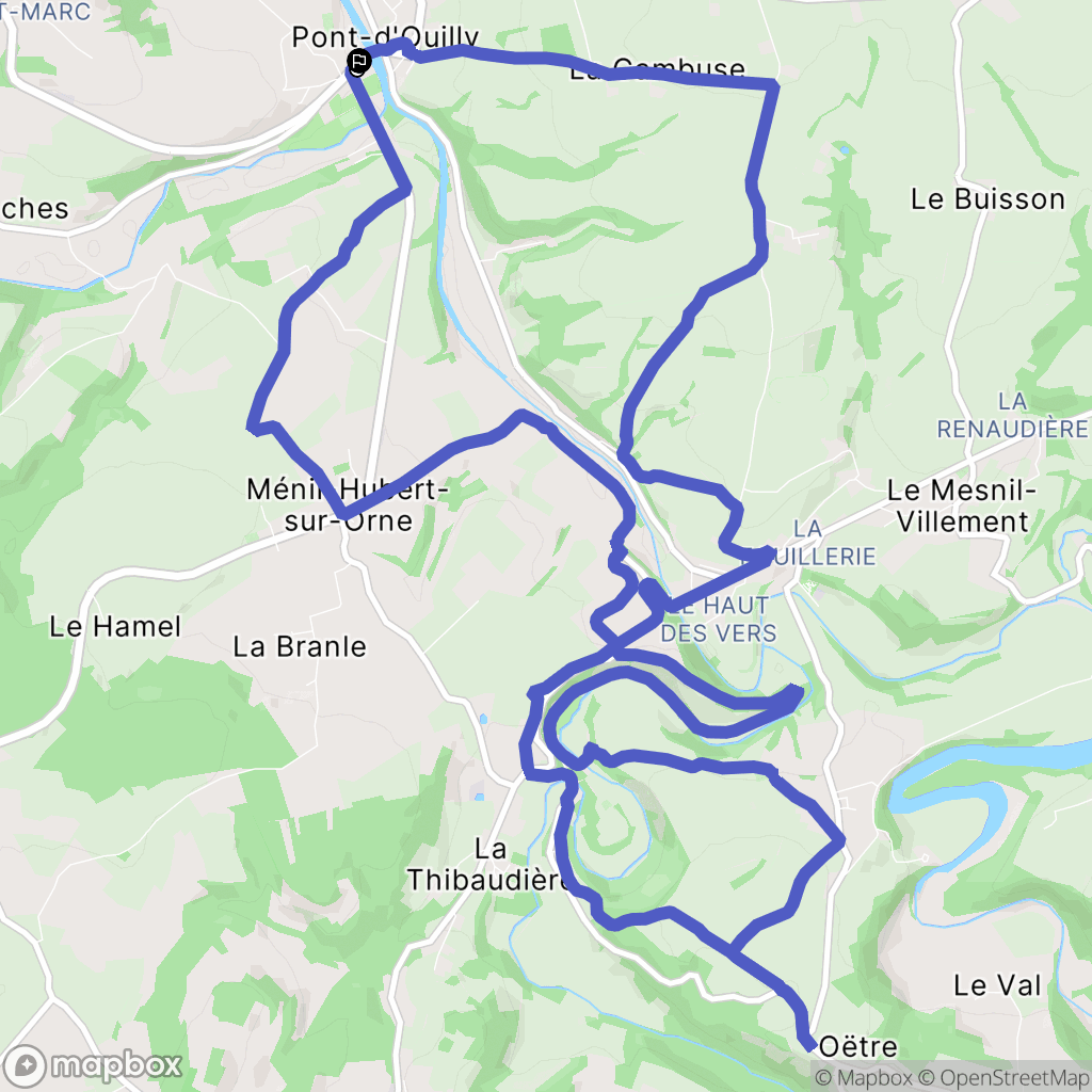 Pont d'Ouilly : carte du parcours de randonnée - France