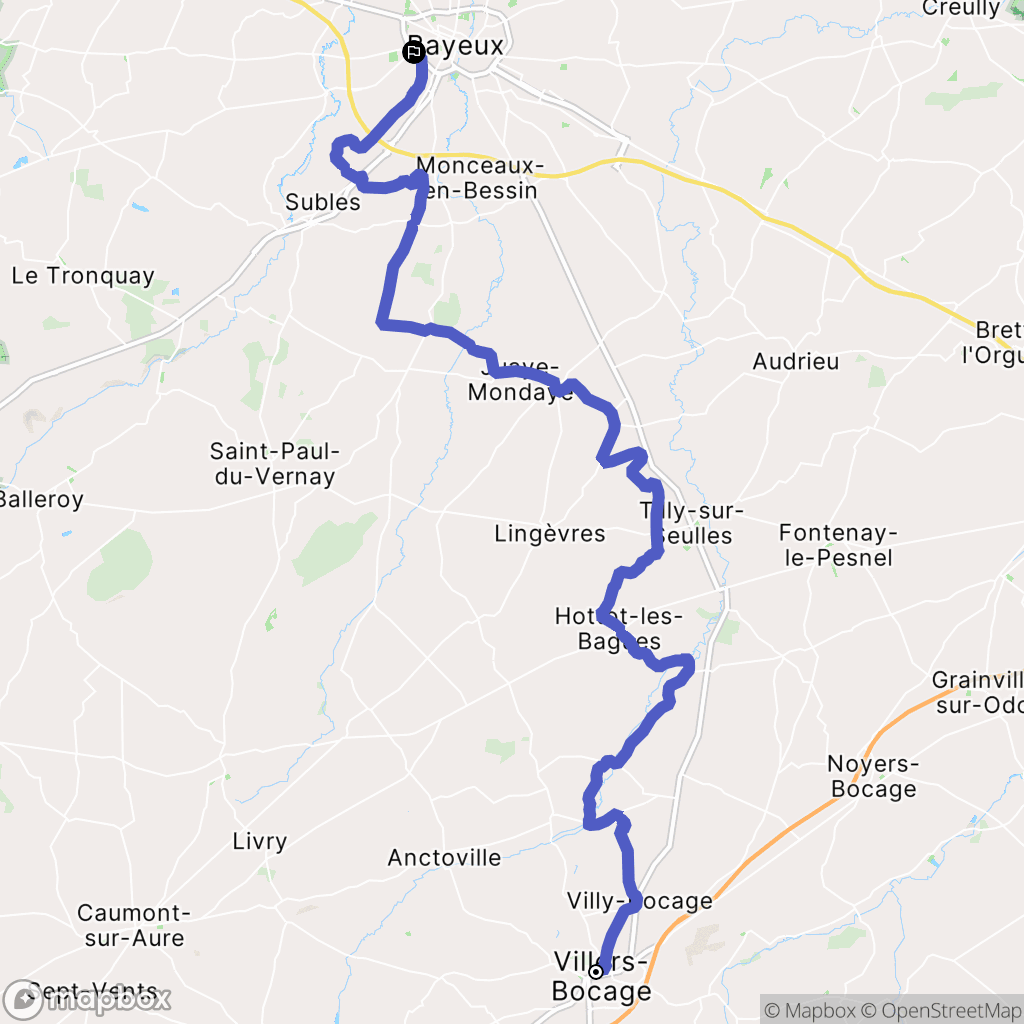 Villers-Bocage : carte du parcours de randonnée - France
