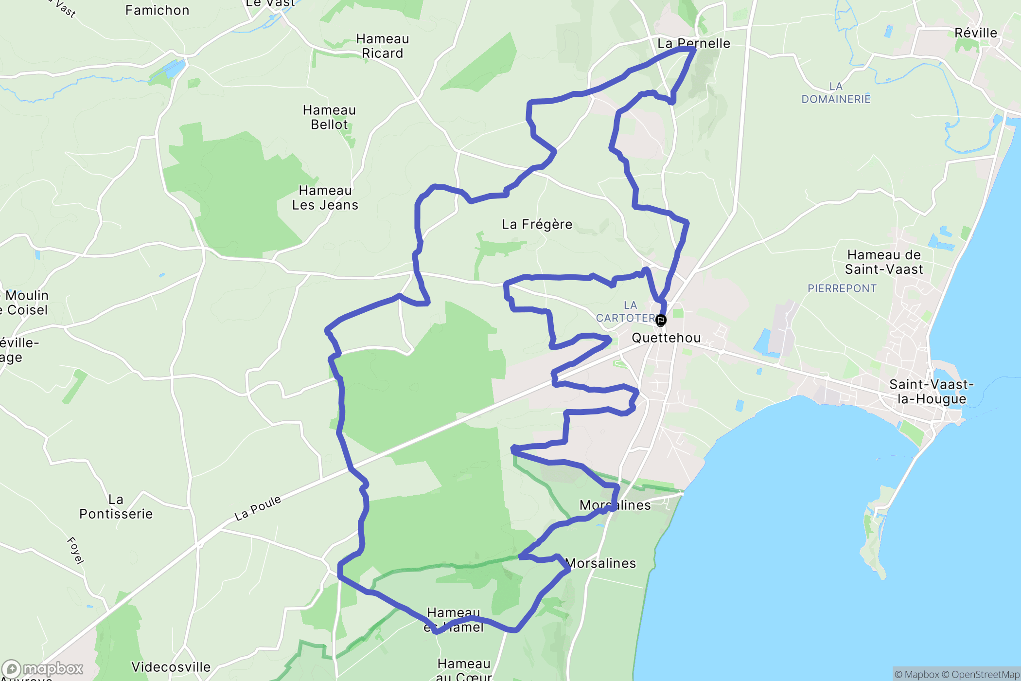 Quettehou : carte du parcours de randonnée - France