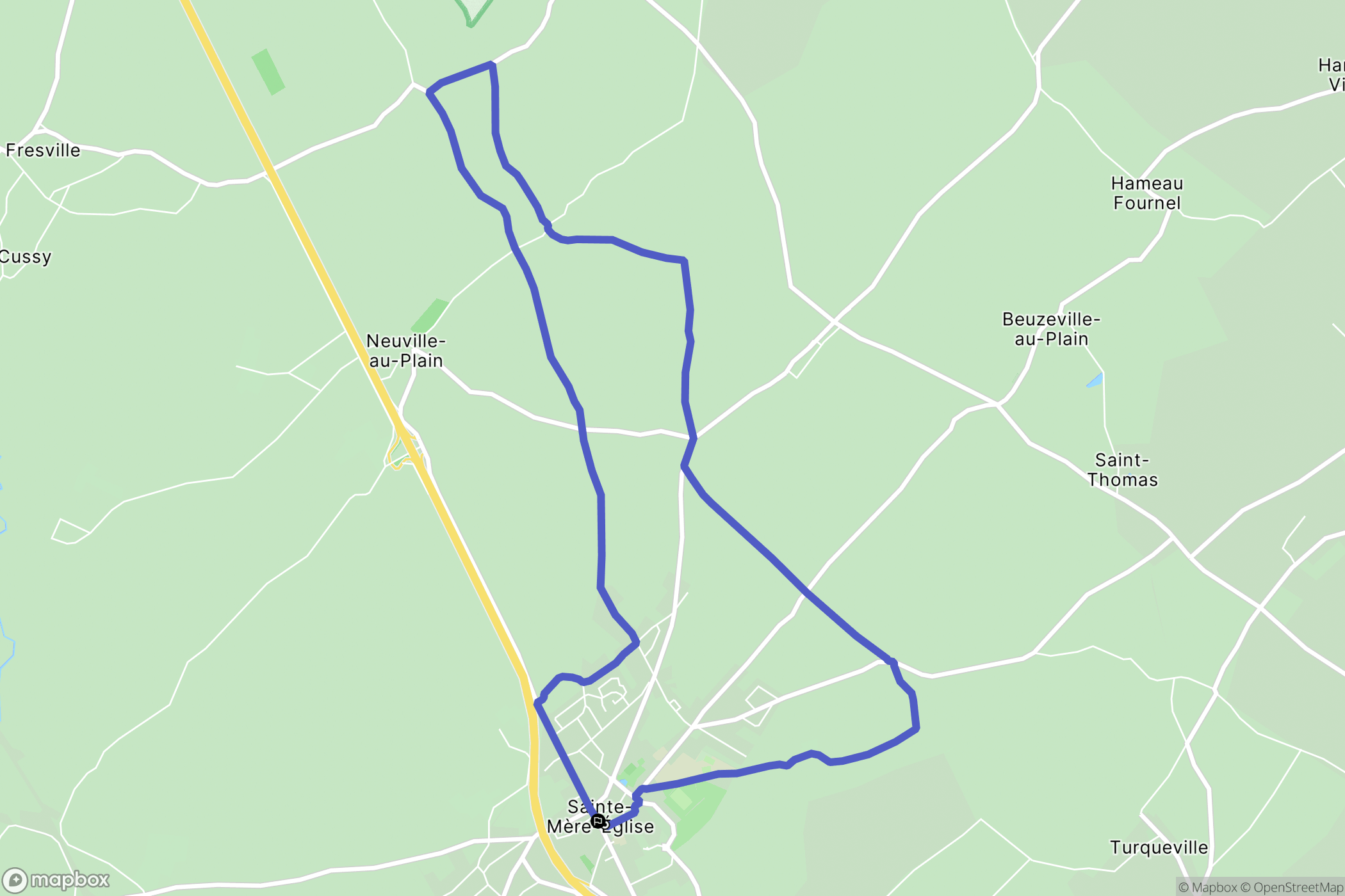 Sainte Mère Eglise : carte du parcours de randonnée - France