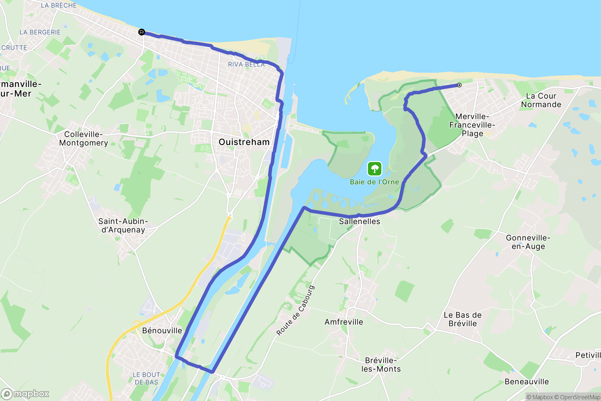 Merville-Franceville : carte du parcours de randonnée - France