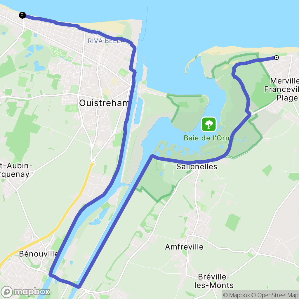Merville-Franceville : carte du parcours de randonnée - France
