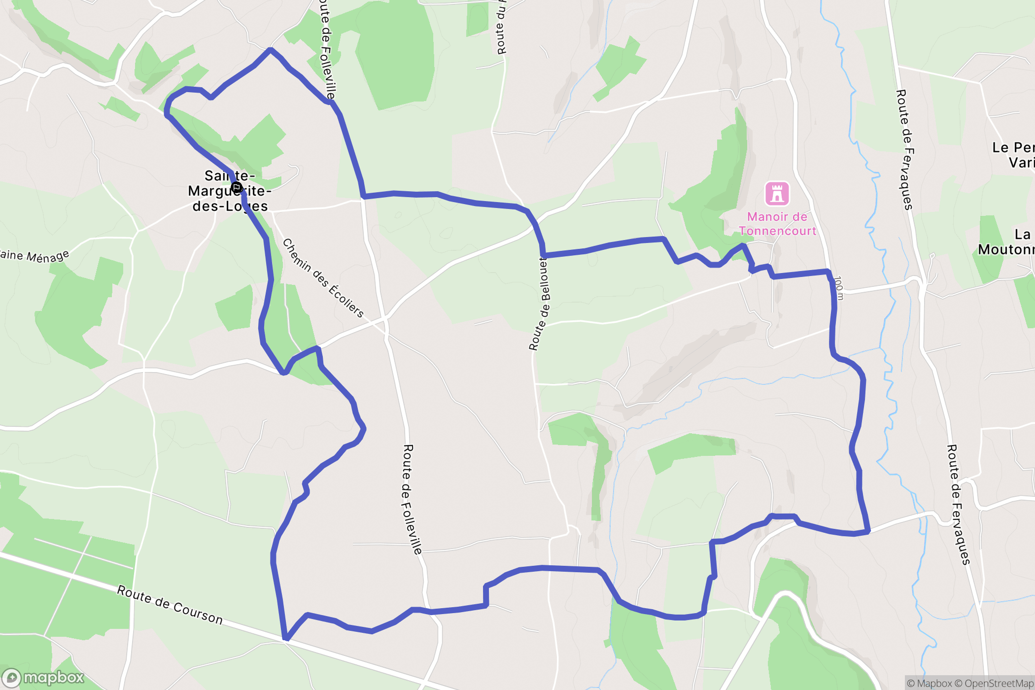 Livarot-Pays-d'Auge (Sainte-Marguerite-des-Loges) : carte du parcours de randonnée - France