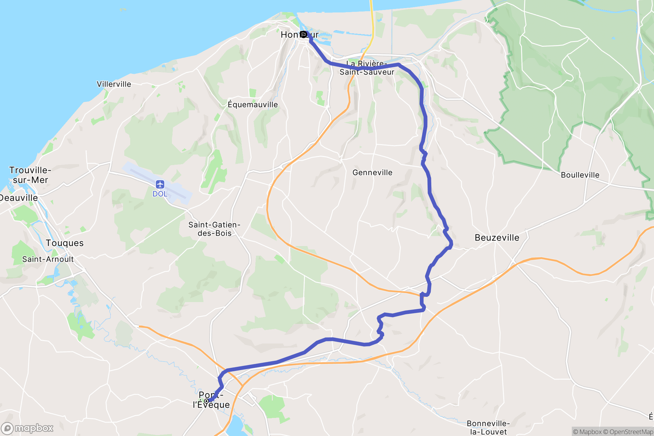 Pont-l'Evêque : carte du parcours de randonnée - France