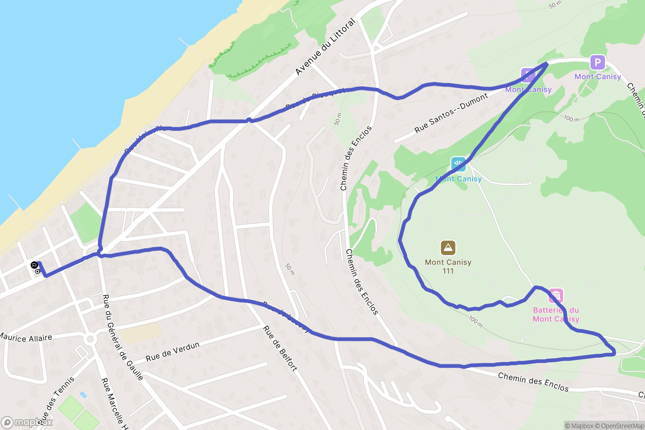 Blonville-sur-Mer : carte du parcours de randonnée - France